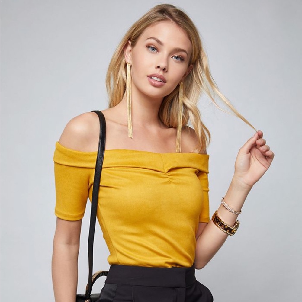 Bebe Faux Suede Off Shoulder Top